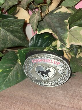 COOOL Cowgirl Up Western Belt Buckle | Silver Tone Rodeo Statement Buckle